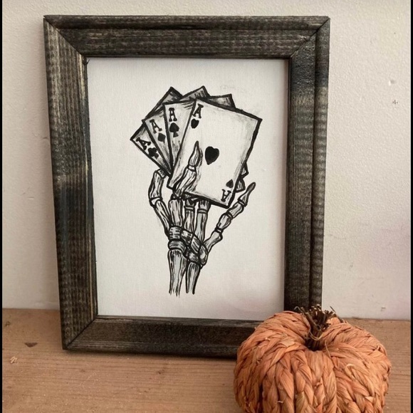 “Holds All The Aces” Skeleton Painting - Picture 1 of 3